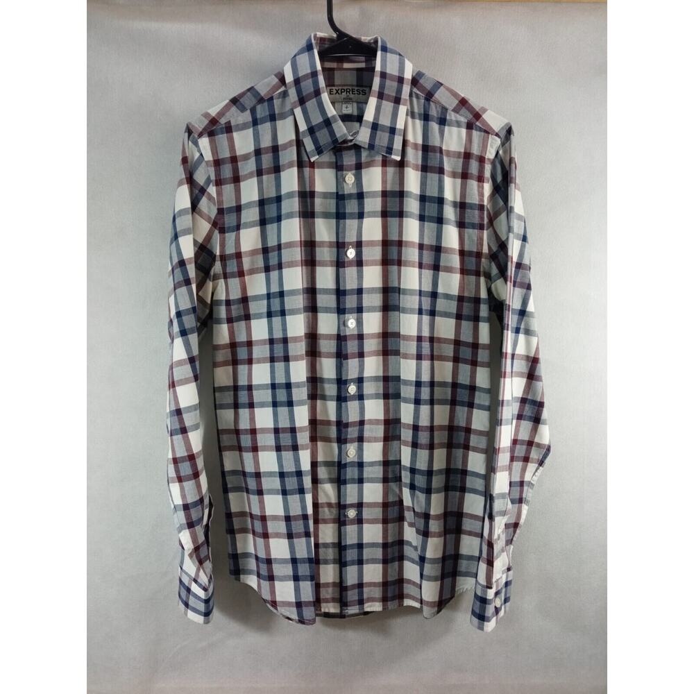 Express Fitted Men Button Down Shirt Blue 100%Cotton Long Sleeve SP 14-14 1/2